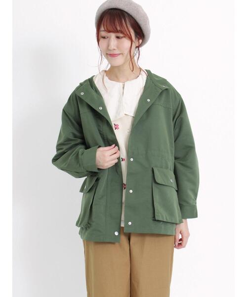 Samansa Mos2（サマンサ モスモス）の「ツイルマウンテンパーカー（ノーカラージャケット・レディース・ブルー/ダークブラウン/レッド/ベージュ/カーキ・F）」の11枚目の写真