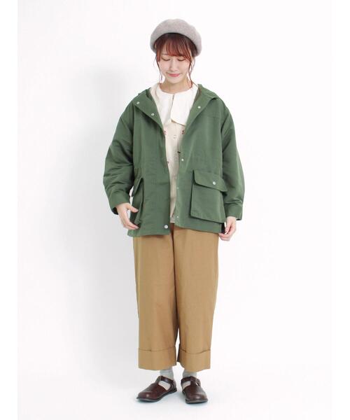 Samansa Mos2（サマンサ モスモス）の「ツイルマウンテンパーカー（ノーカラージャケット・レディース・ブルー/ダークブラウン/レッド/ベージュ/カーキ・F）」の13枚目の写真