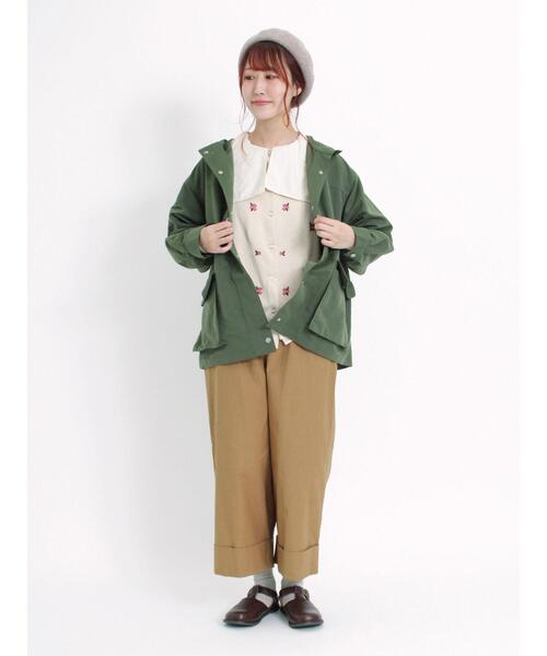 Samansa Mos2（サマンサ モスモス）の「ツイルマウンテンパーカー（ノーカラージャケット・レディース・ブルー/ダークブラウン/レッド/ベージュ/カーキ・F）」の14枚目の写真