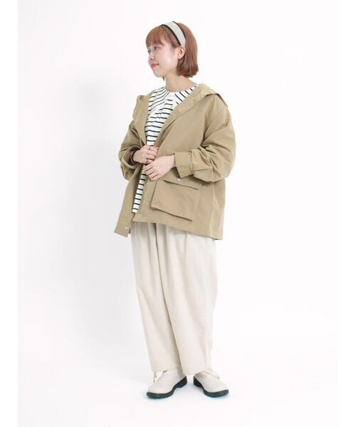 Samansa Mos2（サマンサ モスモス）の「ツイルマウンテンパーカー（ノーカラージャケット・レディース・ブルー/ダークブラウン/レッド/ベージュ/カーキ・F）」の18枚目の写真