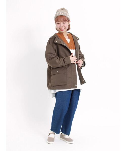 Samansa Mos2（サマンサ モスモス）の「ツイルマウンテンパーカー（ノーカラージャケット・レディース・ブルー/ダークブラウン/レッド/ベージュ/カーキ・F）」の21枚目の写真