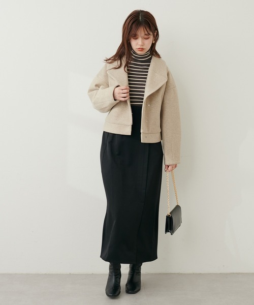natural couture（ナチュラルクチュール）の「サイドベルトナロースカート（スカート・レディース・ライトベージュ/ブラック/オレンジ系その他/モカ/チェック・MEDIUM/LARGE）」の14枚目の写真