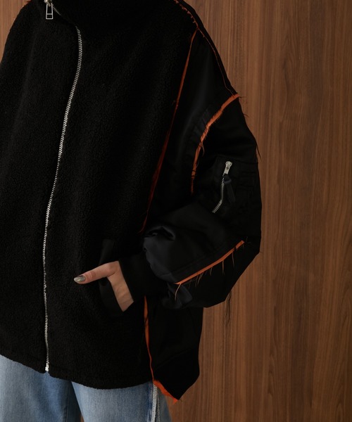 casane（カサネ）の「ドッキングボアブルゾン（ブルゾン・レディース・カーキ/ブラック・FREE）」の12枚目の写真