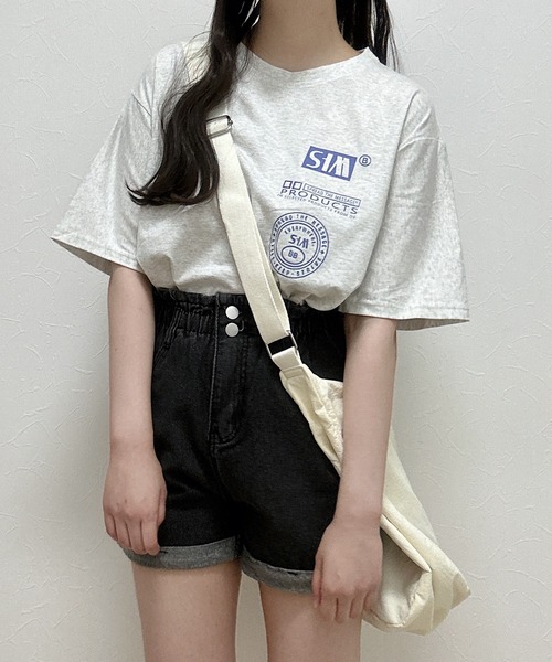 Cham.(チャム)の「ウエストゴムデニムショートパンツ(デニムパンツ・レディース・ブルー/ブラック/オフホワイト・F/S/M)」の4枚目の写真