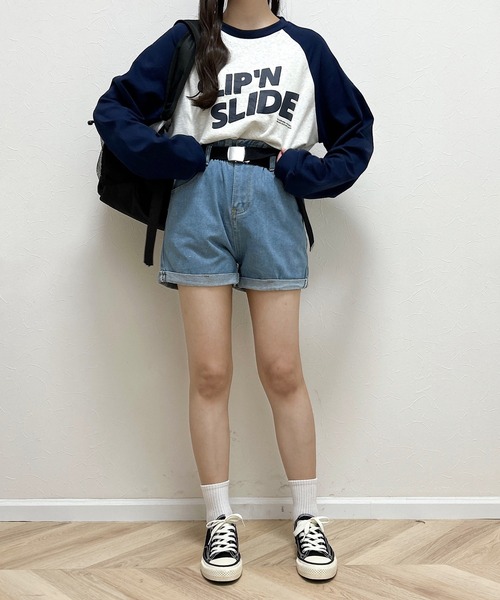 Cham.(チャム)の「ウエストゴムデニムショートパンツ(デニムパンツ・レディース・ブルー/ブラック/オフホワイト・F/S/M)」の10枚目の写真