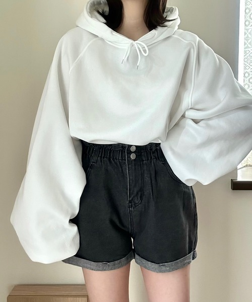 Cham.(チャム)の「ウエストゴムデニムショートパンツ(デニムパンツ・レディース・ブルー/ブラック/オフホワイト・F/S/M)」の18枚目の写真