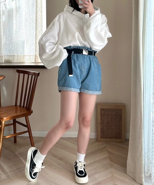 ウエストゴムデニムショートパンツ（デニムパンツ）｜Cham