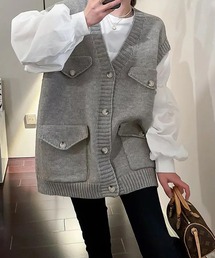 Silly | 【デザイン性のある秋アイテム】オーバーサイズニットベスト(ベスト)