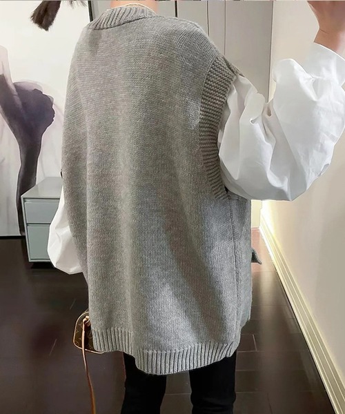 Silly（シリー）の「【デザイン性のある春アイテム】オーバーサイズニットベスト（ベスト・レディース・グレー/ブラック/ベージュ・FREE）」の8枚目の写真