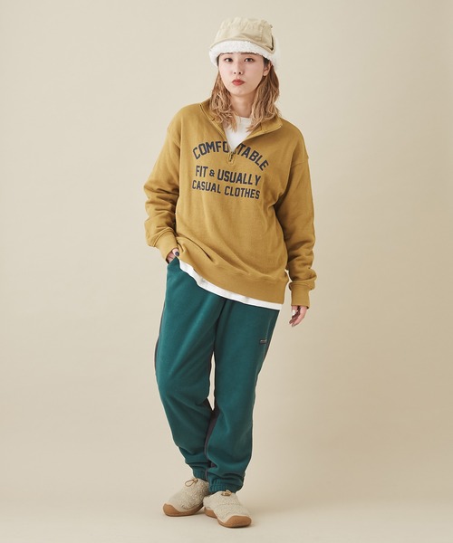 CUBE SUGAR（キューブシュガー）の「トンプキン裏毛スウェットハーフジッププルオーバー（スウェット・レディース・マスタード/マルチ/ワイン/ナチュラル/ブラック・M）」の7枚目の写真