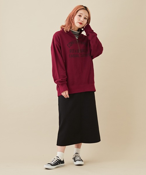 CUBE SUGAR（キューブシュガー）の「トンプキン裏毛スウェットハーフジッププルオーバー（スウェット・レディース・マスタード/マルチ/ワイン/ナチュラル/ブラック・M）」の10枚目の写真