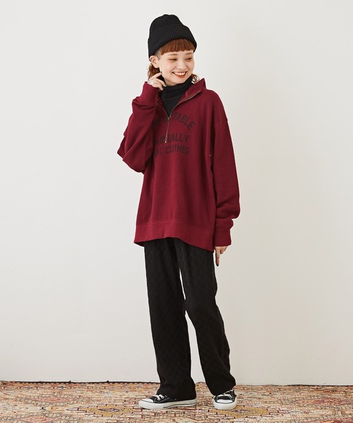 CUBE SUGAR（キューブシュガー）の「トンプキン裏毛スウェットハーフジッププルオーバー（スウェット・レディース・マスタード/マルチ/ワイン/ナチュラル/ブラック・M）」の11枚目の写真