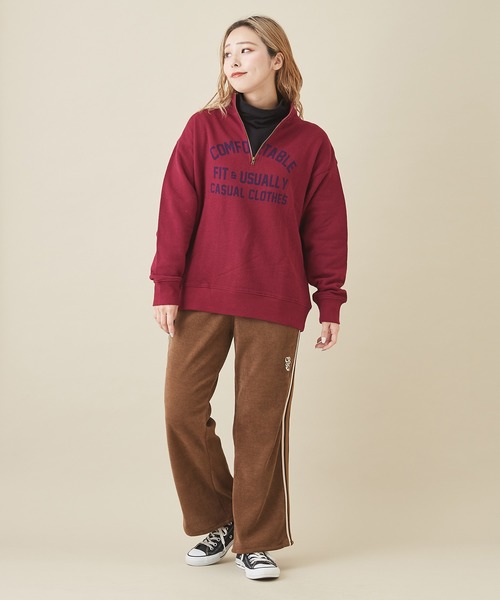 CUBE SUGAR（キューブシュガー）の「トンプキン裏毛スウェットハーフジッププルオーバー（スウェット・レディース・マスタード/マルチ/ワイン/ナチュラル/ブラック・M）」の12枚目の写真