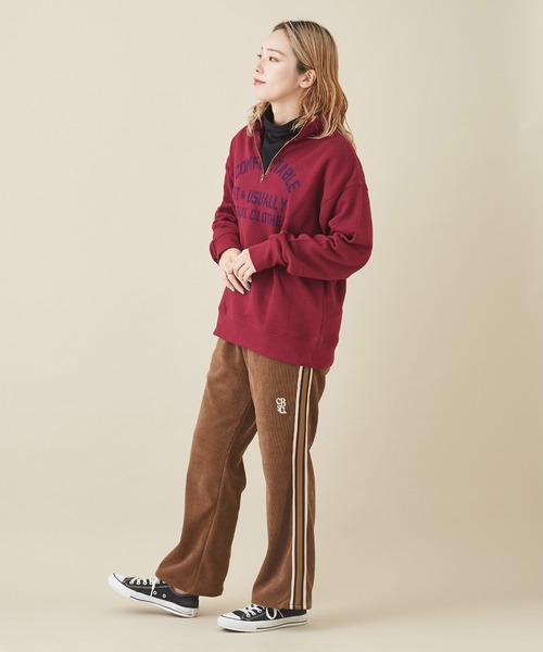 CUBE SUGAR（キューブシュガー）の「トンプキン裏毛スウェットハーフジッププルオーバー（スウェット・レディース・マスタード/マルチ/ワイン/ナチュラル/ブラック・M）」の13枚目の写真