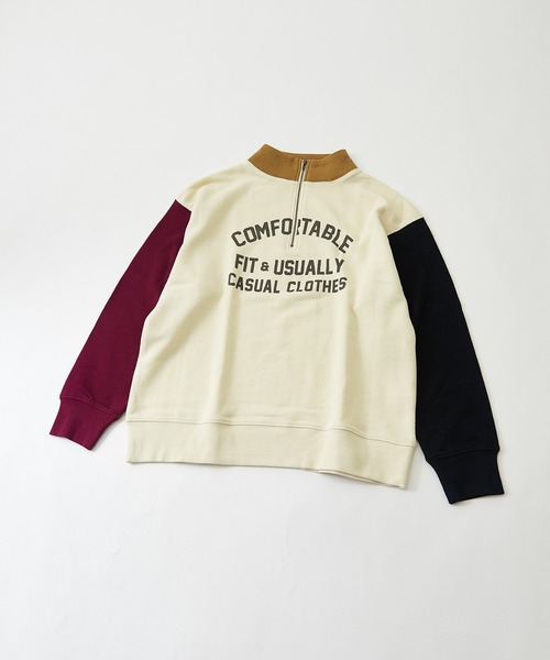 CUBE SUGAR（キューブシュガー）の「トンプキン裏毛スウェットハーフジッププルオーバー（スウェット・レディース・マスタード/マルチ/ワイン/ナチュラル/ブラック・M）」の18枚目の写真