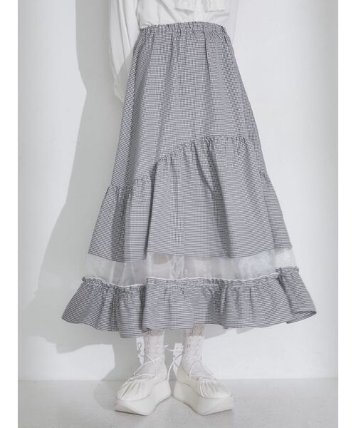 merry jenny(メリージェニー)の「windowシアーギンガムスカート(スカート・レディース・ブラック/ブルー・FREE)」の3枚目の写真