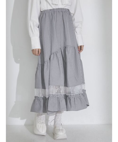 merry jenny(メリージェニー)の「windowシアーギンガムスカート(スカート・レディース・ブラック/ブルー・FREE)」の4枚目の写真