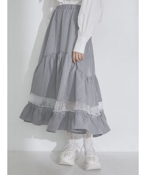 merry jenny(メリージェニー)の「windowシアーギンガムスカート(スカート・レディース・ブラック/ブルー・FREE)」の5枚目の写真