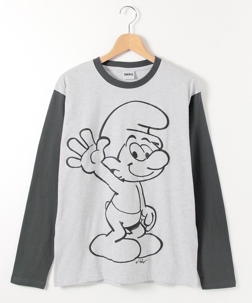 ALWAYS GOOD TIME(オルウェイズグッドタイム)の「【THE SMURFS/スマーフ】発砲プリントクルーネックロンT(Tシャツ/カットソー・メンズ・オートミール/オフホワイト・L/LL/M)」の2枚目の写真