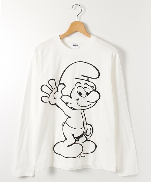 ALWAYS GOOD TIME(オルウェイズグッドタイム)の「【THE SMURFS/スマーフ】発砲プリントクルーネックロンT(Tシャツ/カットソー・メンズ・オートミール/オフホワイト・L/LL/M)」の1枚目の写真
