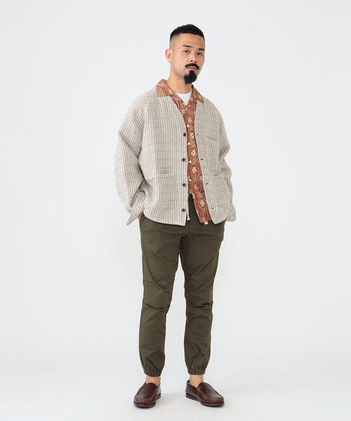 BEAMS PLUS(ビームスプラス)の「BEAMS PLUS / リネン ヒッコリー ストライプ エンジニア ジャケット(ブルゾン・メンズ・ナチュラル・L/M/S/XL)」の3枚目の写真