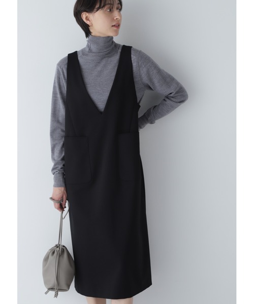 human woman（ヒューマンウーマン）の「ストレッチポンチジャンパースカート（ワンピース・レディース・ブラック/ベージュ・MEDIUM/SMALL）」の20枚目の写真