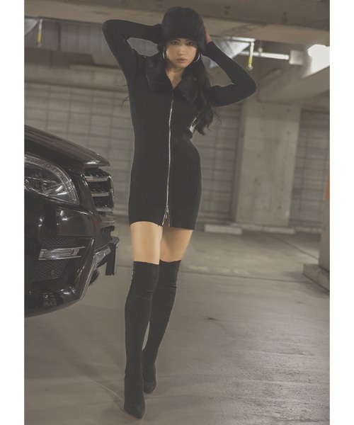 AMBIENT（アンビエント）の「ストレッチスエードニーハイブーツ（ブーツ・レディース・ブラック・L/M/S）」の5枚目の写真