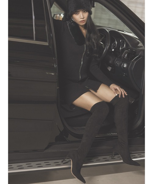 AMBIENT（アンビエント）の「ストレッチスエードニーハイブーツ（ブーツ・レディース・ブラック・L/M/S）」の7枚目の写真