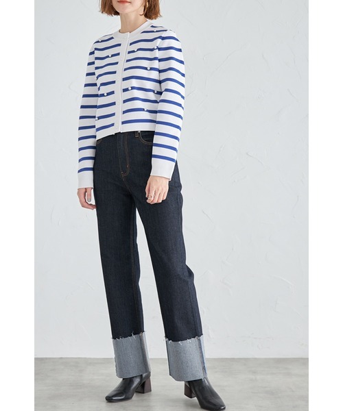 &. NOSTALGIA（アンドドットノスタルジア）の「パールボーダーカーディガン（カーディガン/ボレロ・レディース・ホワイト/ブラック/ブルー・FREE）」の14枚目の写真