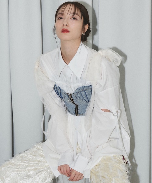 VIOLETTA（ヴィオレッタ）の「デニムチュールリボンビスチェ（その他