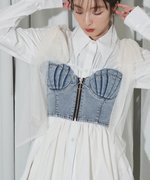 VIOLETTA（ヴィオレッタ）の「デニムチュールリボンビスチェ（その他