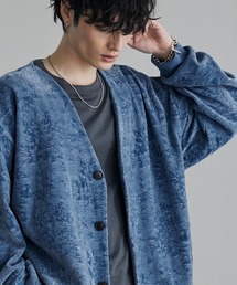 モールジャガードリーフパターンルーズカーディガン