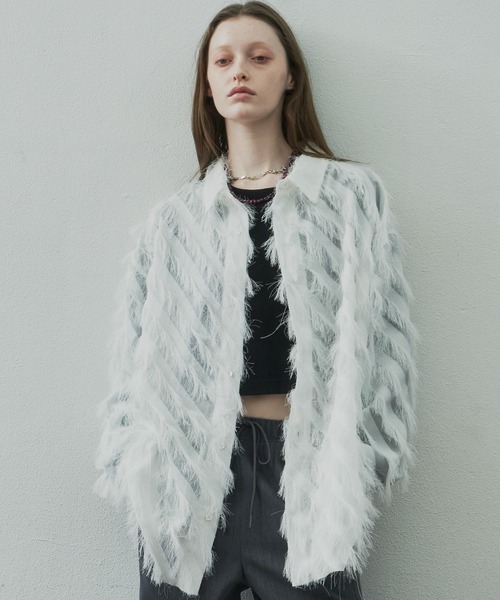 AIVER(アイバー)の「AIVER シアーフリンジシャツ(シャツ/ブラウス・メンズ・ホワイト/ブラック・SMALL/MEDIUM/LARGE)」の2枚目の写真