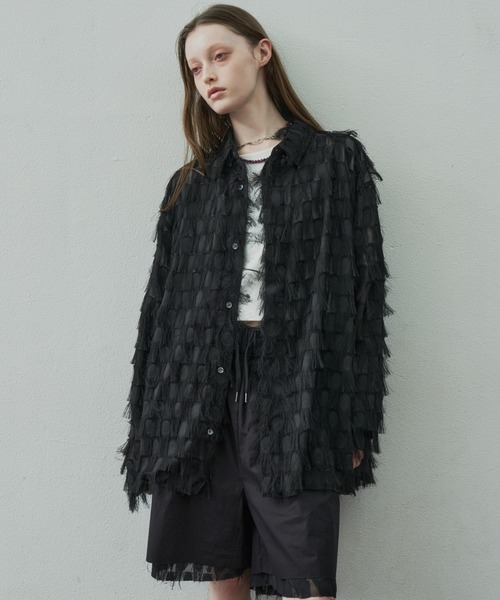 AIVER(アイバー)の「AIVER シアーフリンジシャツ(シャツ/ブラウス・メンズ・ホワイト/ブラック・SMALL/MEDIUM/LARGE)」の5枚目の写真