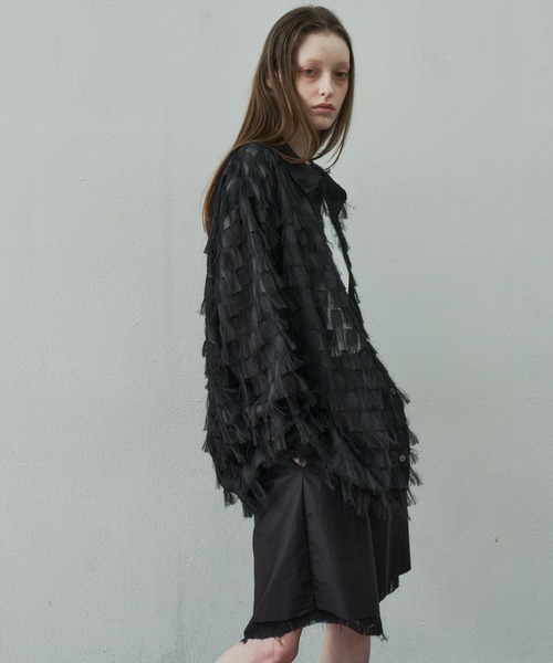 AIVER(アイバー)の「AIVER シアーフリンジシャツ(シャツ/ブラウス・メンズ・ホワイト/ブラック・SMALL/MEDIUM/LARGE)」の6枚目の写真