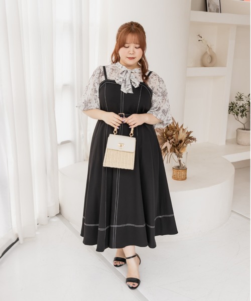 CLETTE（クレット）の「配色ステッチフレアワンピース（ワンピース・レディース・ブラック/アイボリー・4L/3L/LL）」の14枚目の写真