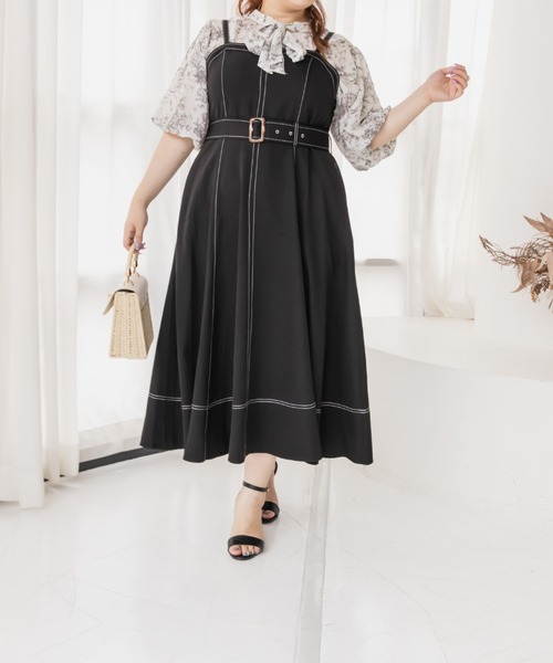 CLETTE（クレット）の「配色ステッチフレアワンピース（ワンピース・レディース・ブラック/アイボリー・4L/3L/LL）」の15枚目の写真