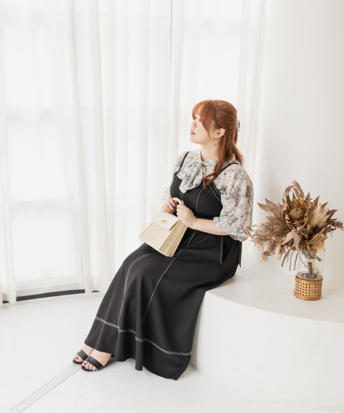 CLETTE（クレット）の「配色ステッチフレアワンピース（ワンピース・レディース・ブラック/アイボリー・4L/3L/LL）」の16枚目の写真