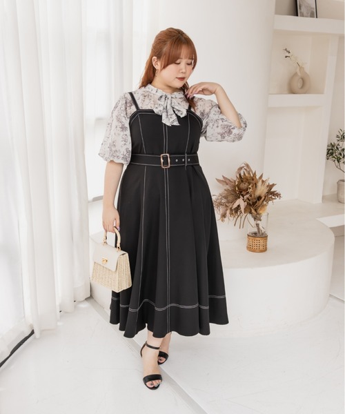CLETTE（クレット）の「配色ステッチフレアワンピース（ワンピース・レディース・ブラック/アイボリー・4L/3L/LL）」の20枚目の写真