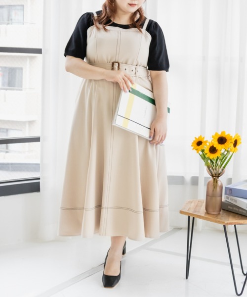 CLETTE（クレット）の「配色ステッチフレアワンピース（ワンピース・レディース・ブラック/アイボリー・4L/3L/LL）」の21枚目の写真