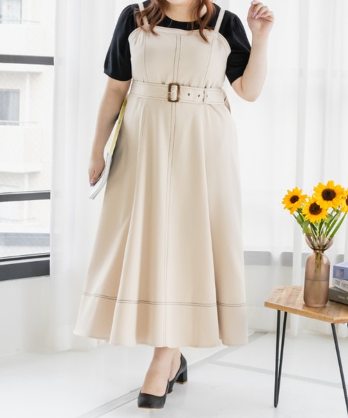 CLETTE（クレット）の「配色ステッチフレアワンピース（ワンピース・レディース・ブラック/アイボリー・4L/3L/LL）」の22枚目の写真