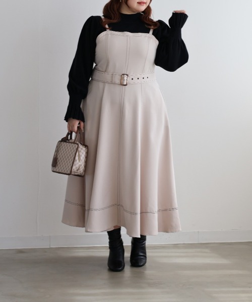CLETTE（クレット）の「配色ステッチフレアワンピース（ワンピース・レディース・ブラック/アイボリー・4L/3L/LL）」の11枚目の写真