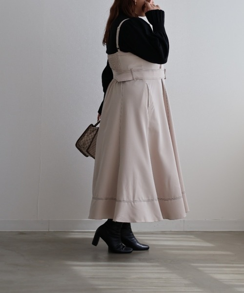 CLETTE（クレット）の「配色ステッチフレアワンピース（ワンピース・レディース・ブラック/アイボリー・4L/3L/LL）」の5枚目の写真