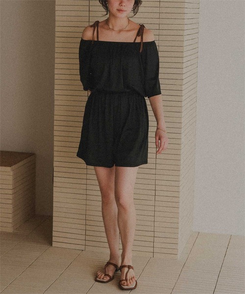 ロンパース付ショルダーリボンビキニ/セット水着（水着）｜titivate