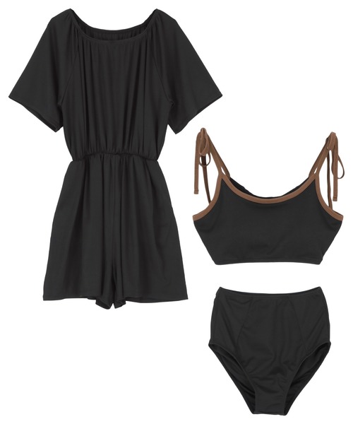 ロンパース付ショルダーリボンビキニ/セット水着（水着）｜titivate
