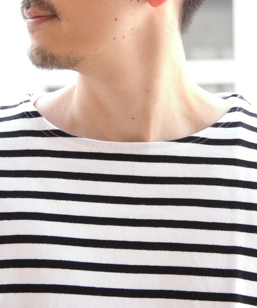 ORCIVAL(オーシバル)の「ORCIVAL/オーシバル コットンロード ワイドボディボートネックショートスリーブプルオーバー ボーダー WIDE BODY BOAT NECK SHORTSLEEVE PULLOVER BORDER B263(Tシャツ/カットソー・メンズ・グレー/ホワイト×ブラック・4/3)」の5枚目の写真