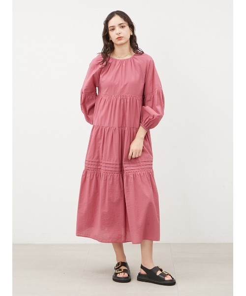 pium はしごレースティアードミニコート　ピンク　ぴうむ　ワンピース はしごレースティアードミニコート – pium