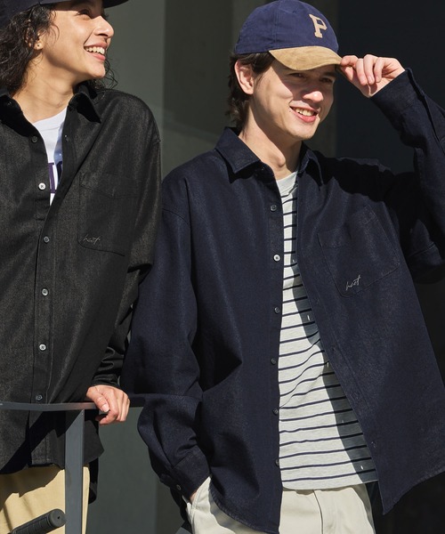 HECT】Big Regular collar Logo L/S Denim Shirt / ビッグ