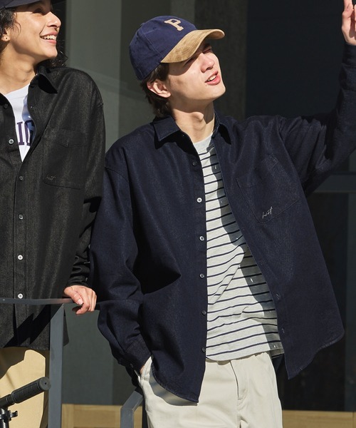 HECT】Big Regular collar Logo L/S Denim Shirt / ビッグシルエット