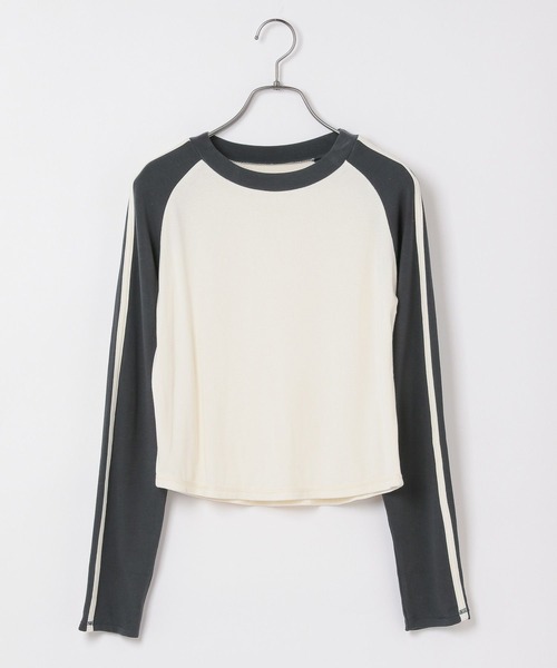 Heather（ヘザー）の「ラグランラインTEE　105314（Tシャツ/カットソー・レディース・ベージュ/ネイビー/グレー・FREE）」の4枚目の写真